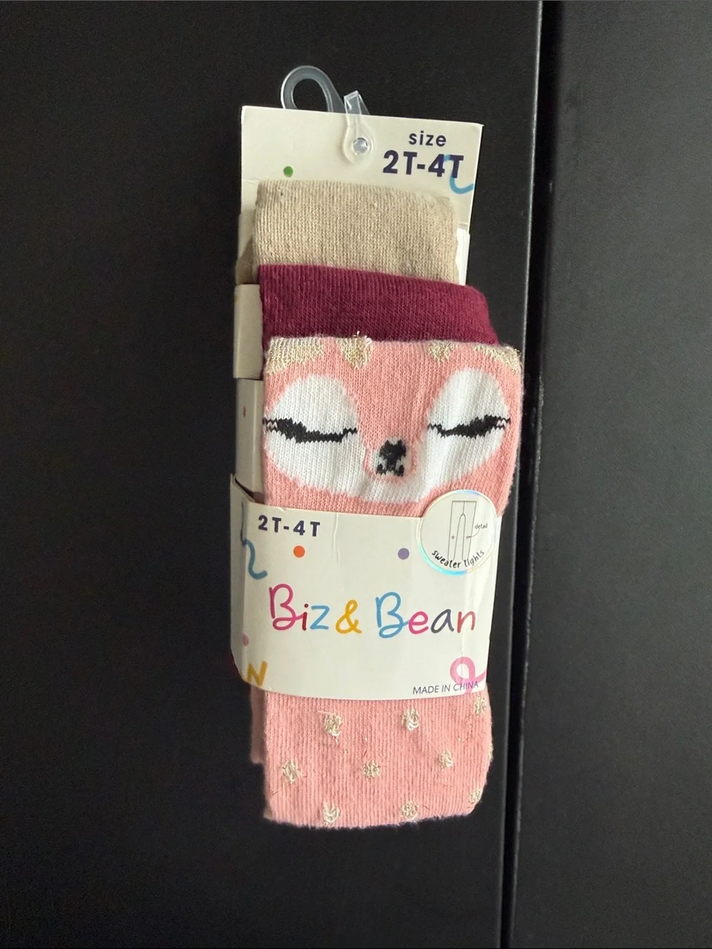 Biz & Bean Pink Fox Tights - Size 2T-4T